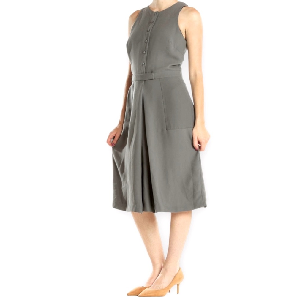 Banana Republic - Sleeveless Front Pleat Dress - Charcoal Gray NWOT